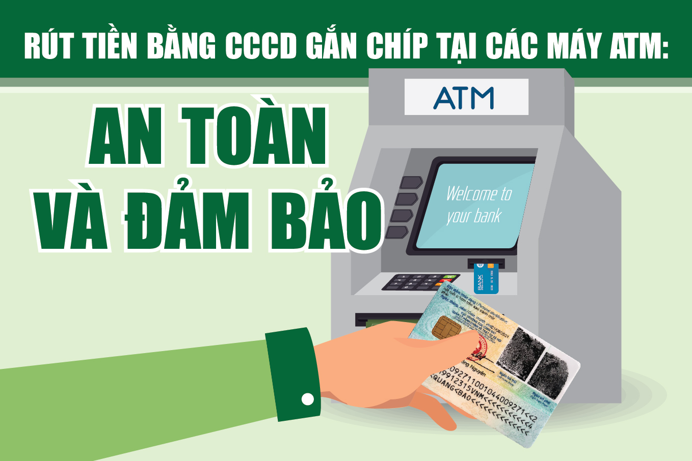[Infographics] - Rút tiền bằng CCCD gắn chíp tại các máy ATM: An toàn và đảm bảo