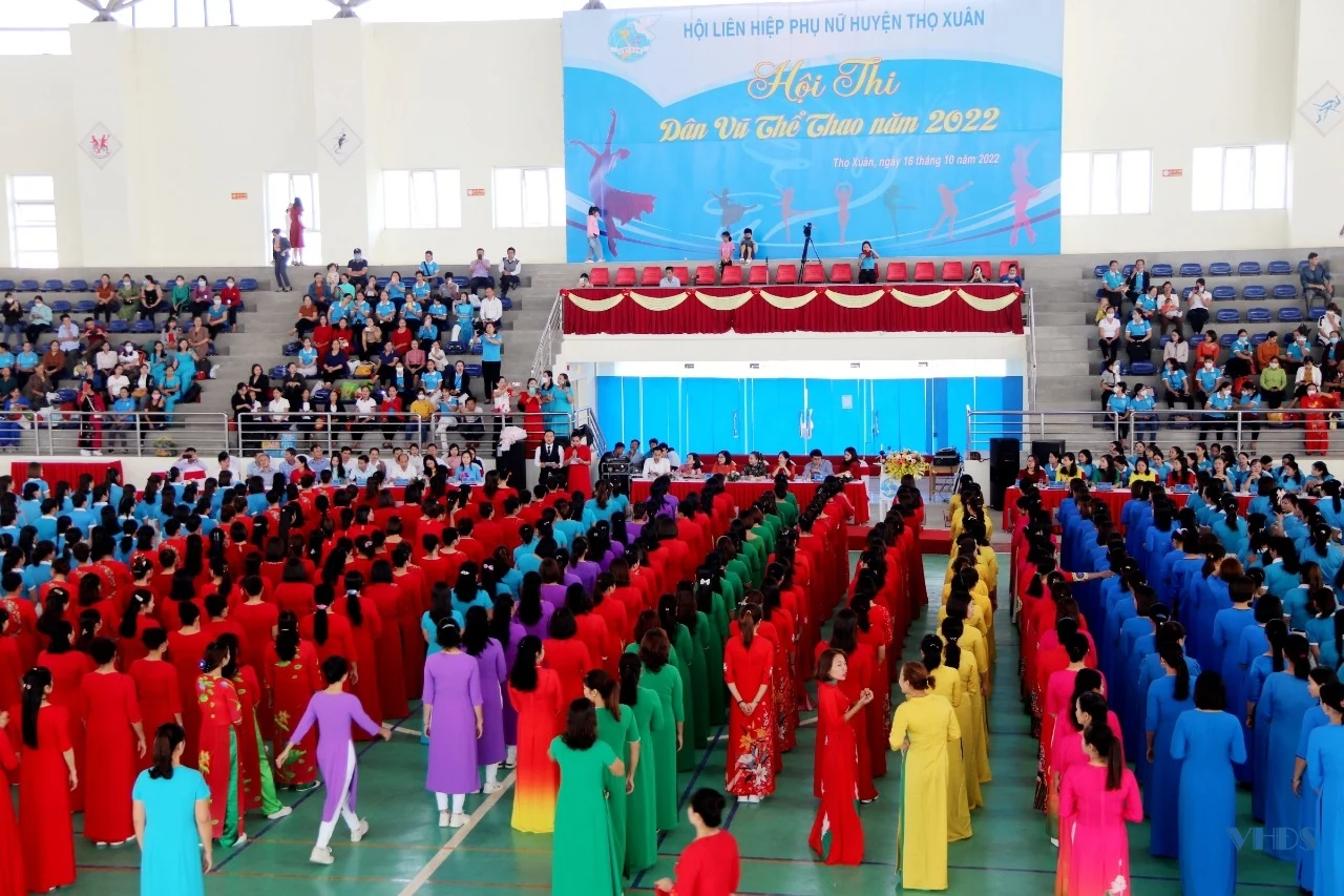 Phụ nữ Thọ Xuân tham gia Hội thi Dân vũ thể thao năm 2022