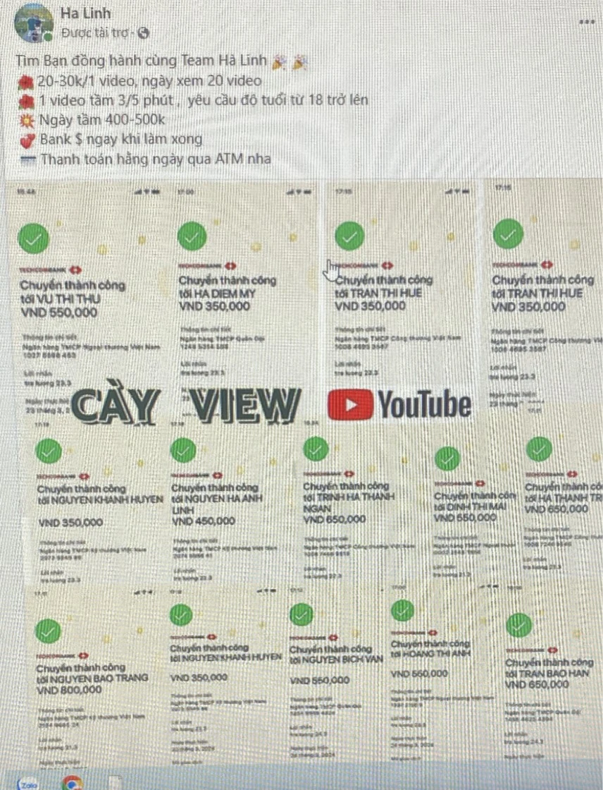 Cảnh giác chiêu trò lừa đảo “xem video kiếm tiền” 