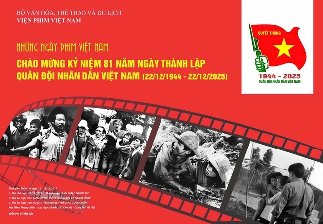 Từ ngày 22 đến 24/12, chiếu phim miễn phí kỷ niệm 81 năm Ngày thành lập QĐND Việt Nam